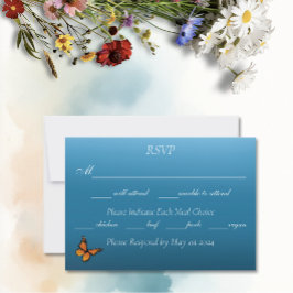 Monarch vlinders blauw ombre RSVP kaartje