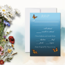 Monarch vlinders blauw ombre RSVP kaartje