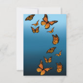 Monarch vlinders blauw ombre RSVP kaartje (Achterkant)