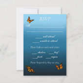 Monarch vlinders blauw ombre RSVP kaartje (Voorkant)