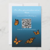 Monarch vlinders blauw ombre save the date (Achterkant)