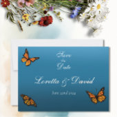 Monarch vlinders blauw ombre save the date
