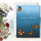 Monarch vlinders blauw ombre save the date