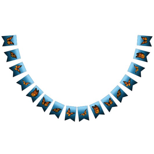 Monarch vlinders blauw ombre vlaggetjes (Alle)