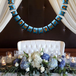 Monarch vlinders blauw ombre vlaggetjes