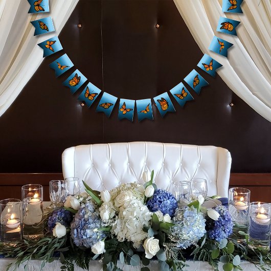 Monarch vlinders blauw ombre vlaggetjes