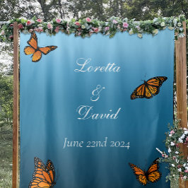 Monarch vlinders blauw ombre wandkleed