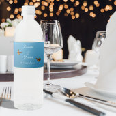 Monarch vlinders blauw ombre waterfles etiket