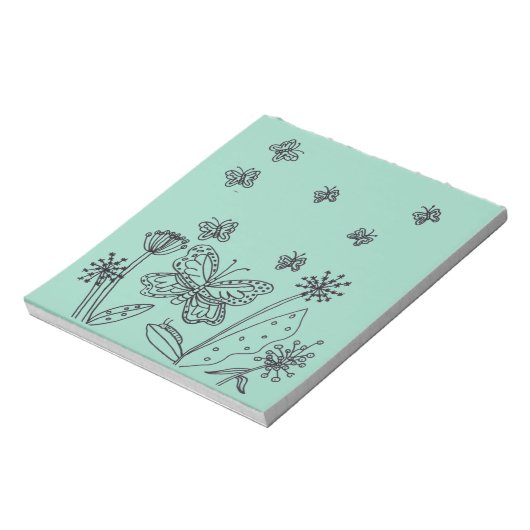 Monarch vlinders en bloemen notitieblok (Linkerzijde)