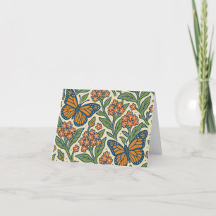 Monarch Vlinders en Milkweed Bloemen Bedankkaart