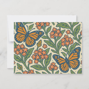 Monarch Vlinders en Milkweed Bloemen Briefkaart