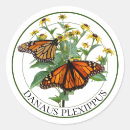 Monarch Vlinders en Zwarte Eyed Susan Rudbeckia Ronde Sticker