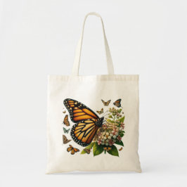 Monarch vlinders genieten van bloemblaadjes tote bag