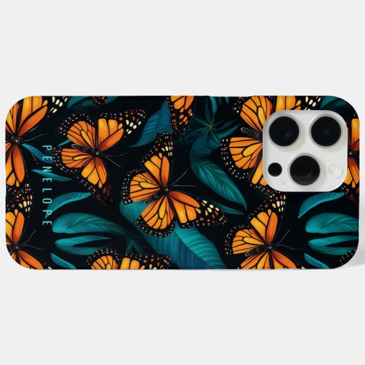 Monarch vlinders gepersonaliseerde iPhone case (Achterkant (horizontaal))