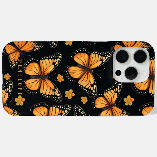 Monarch vlinders gepersonaliseerde iPhone case (Achterkant (horizontaal))