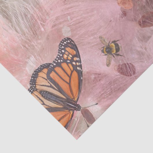 Monarch vlinders in bijen collage tissuepapier (Detail)