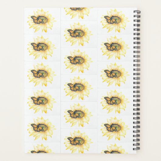 Monarch & zonnebloem voor grote Planner (Achterkant)