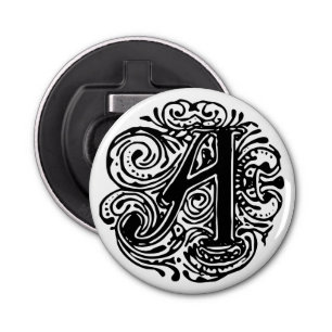 Monarchia Black Letter "A" Button Flesopener