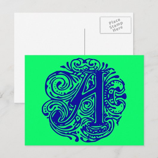 Monarchia Blue "A" Briefkaart (Voorkant / Achterkant)