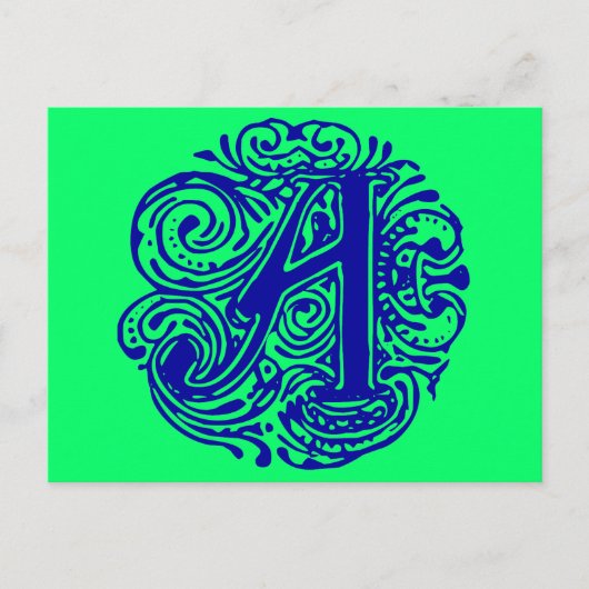 Monarchia Blue "A" Briefkaart (Voorkant)