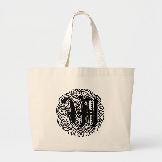 Monarchia Monogram Letter W Initiaal Alphabet W Grote Tote Bag (Voorkant)