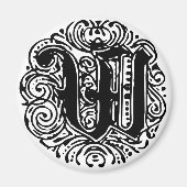 Monarchia Monogram Letter W Initiaal Alphabet W Magneet (Voorkant)
