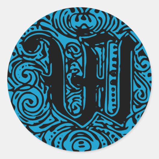 Monarchia Monogram Letter W Initiaal Alphabet W Ronde Sticker (Voorkant)