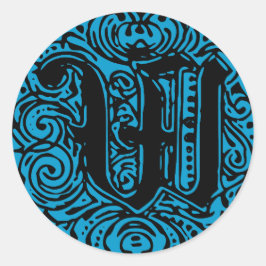 Monarchia Monogram Letter W Initiaal Alphabet W Ronde Sticker