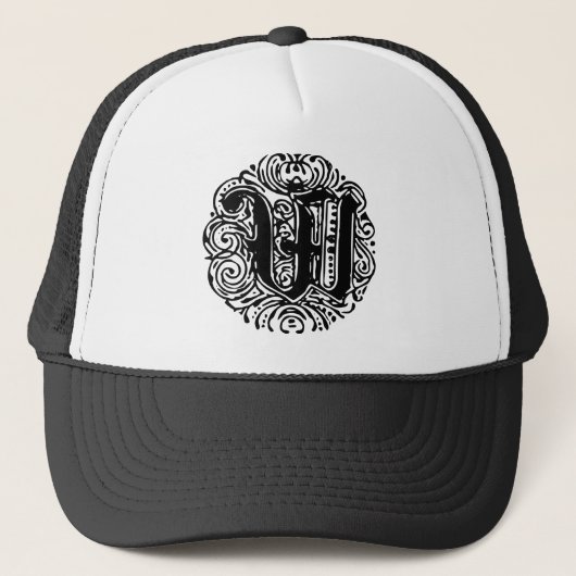 Monarchia Monogram Letter W Initiaal Alphabet W Trucker Pet (Voorkant)