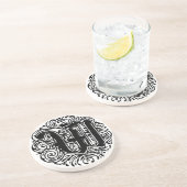 Monarchia Monogram Letter W Initiaal Alphabet W Zandsteen Onderzetter (Zijkant)