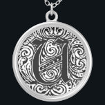 Monarchia "U" Zilver Vergulden Ketting<br><div class="desc">Fancy,  unieke en leuke lettertypen. De meeste hiervan zijn afbeeldingen die Zazzle niet als lettertype draagt. Maar is aanpasbaar om uw eigen afbeelding,  tekst en achtergrondkleur toe te voegen. Dit zou ideaal zijn voor speciale gelegenheden,  zoals bruiloft,  douches,  uitnodigingen en leuke personalisatie.</div>