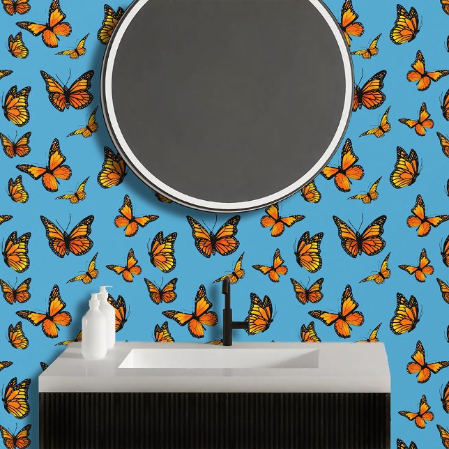 Monarchs Blauw Sinaasappel Vlinders Behang (Creator heeft geüpload)