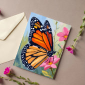 Monarchvlinder Aquarel Bloementuin Briefkaart