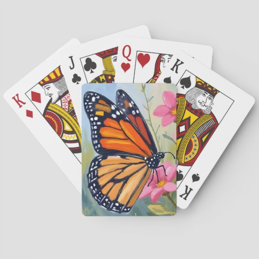 Monarchvlinder Aquarel Bloementuin Pokerkaarten (Achterkant)