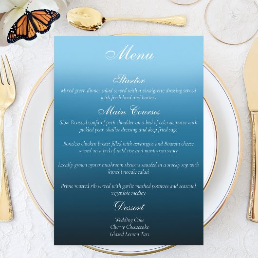 Monarchvlinder Blauwe Ombre Menu