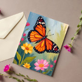 Monarchvlinder Bloem Aquarel Schilderij Briefkaart