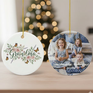 Monarchvlinder Bloemenkleed Oma Foto Keramisch Ornament