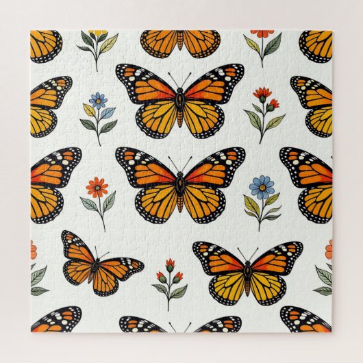 Monarchvlinder Bloemmotief Legpuzzel (Verticaal)