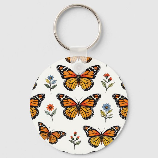 Monarchvlinder Bloemmotief Sleutelhanger (Voorkant)