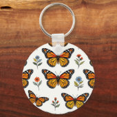 Monarchvlinder Bloemmotief Sleutelhanger (Voorkant)