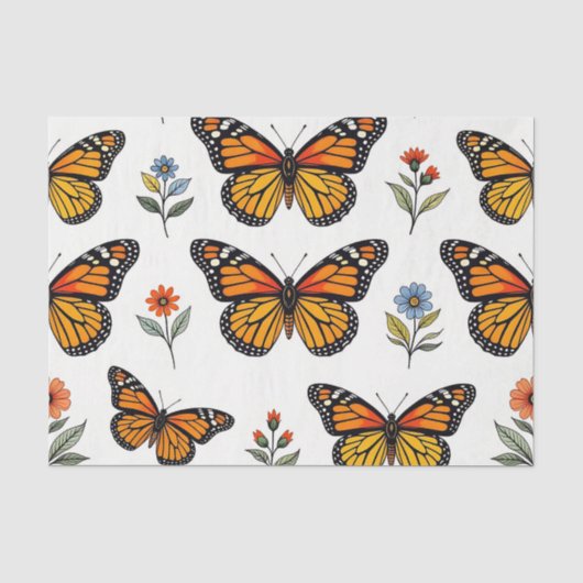Monarchvlinder Bloemmotief Tissuepapier (Voorkant)
