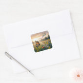 Monarchvlinder die een vlieger vliegt vierkante sticker (Envelop)