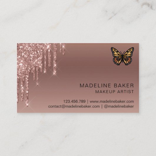 monarchvlinder Druppelend Roos Gold Visitekaartje (Achterkant)