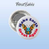 Monarchvlinder, maak de aarde weer groot, dier ronde button 3,2 cm