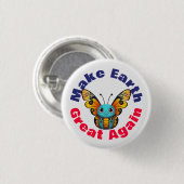 Monarchvlinder, maak de aarde weer groot, dier ronde button 3,2 cm (Voorkant /achterkant)