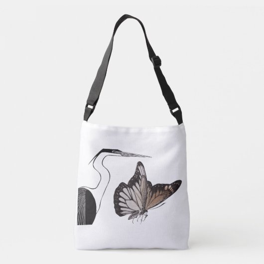 Monarchvlinder met Egret Crossbody Tas (Achterkant)