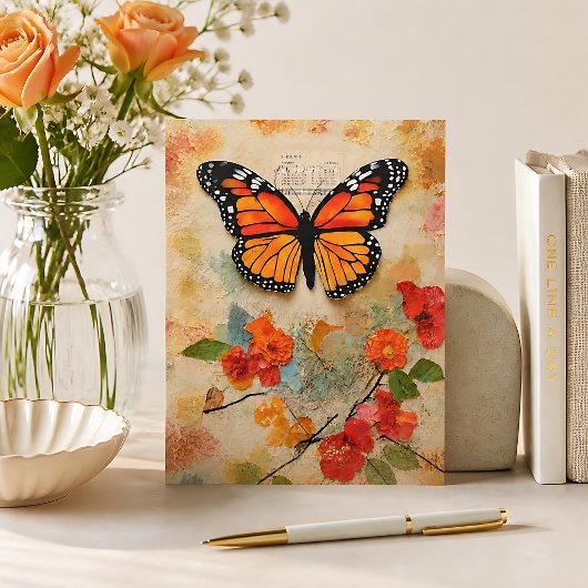 Monarchvlinder Mixed Media Briefkaart