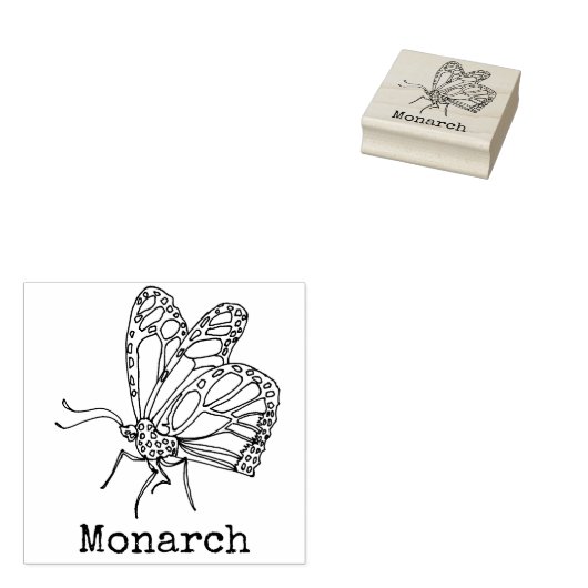 Monarchvlinder monogram rubberstempel (Gestempeld)