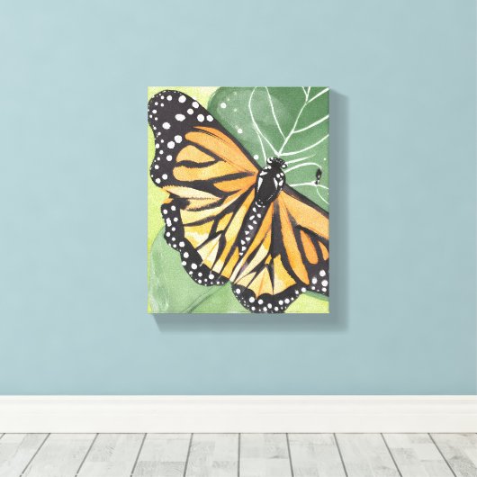 monarchvlinder | Mooie Waterverf Canvas Afdruk (Insitu (Houten vloer))