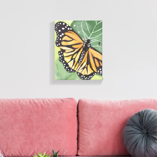 monarchvlinder | Mooie Waterverf Canvas Afdruk (Insitu (Woonkamer))